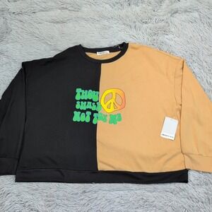 Society 212 Shirt Womens 3X Black Color Block Peace Soft Comfort Casual New